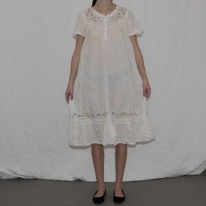 y2k white embroidered nightgown gold coast size large cotton
